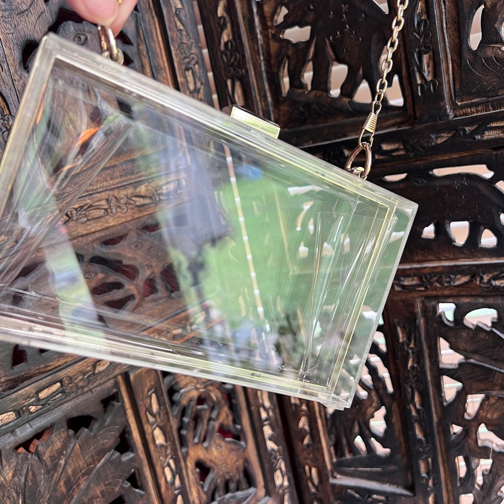 Clear Acrylic Box Clutch Crossbody Purse